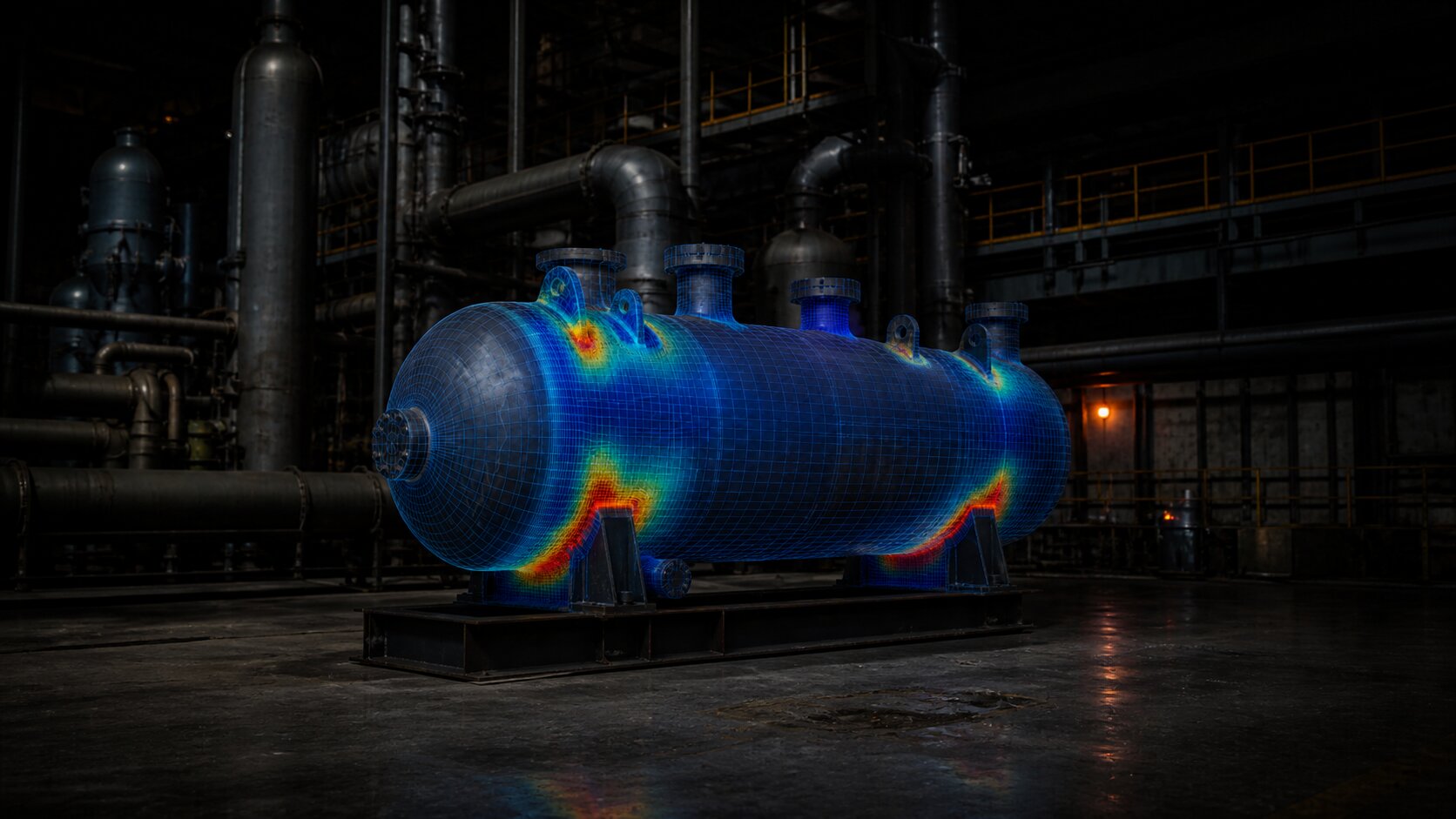 FEA stress analysis on pressure vessel