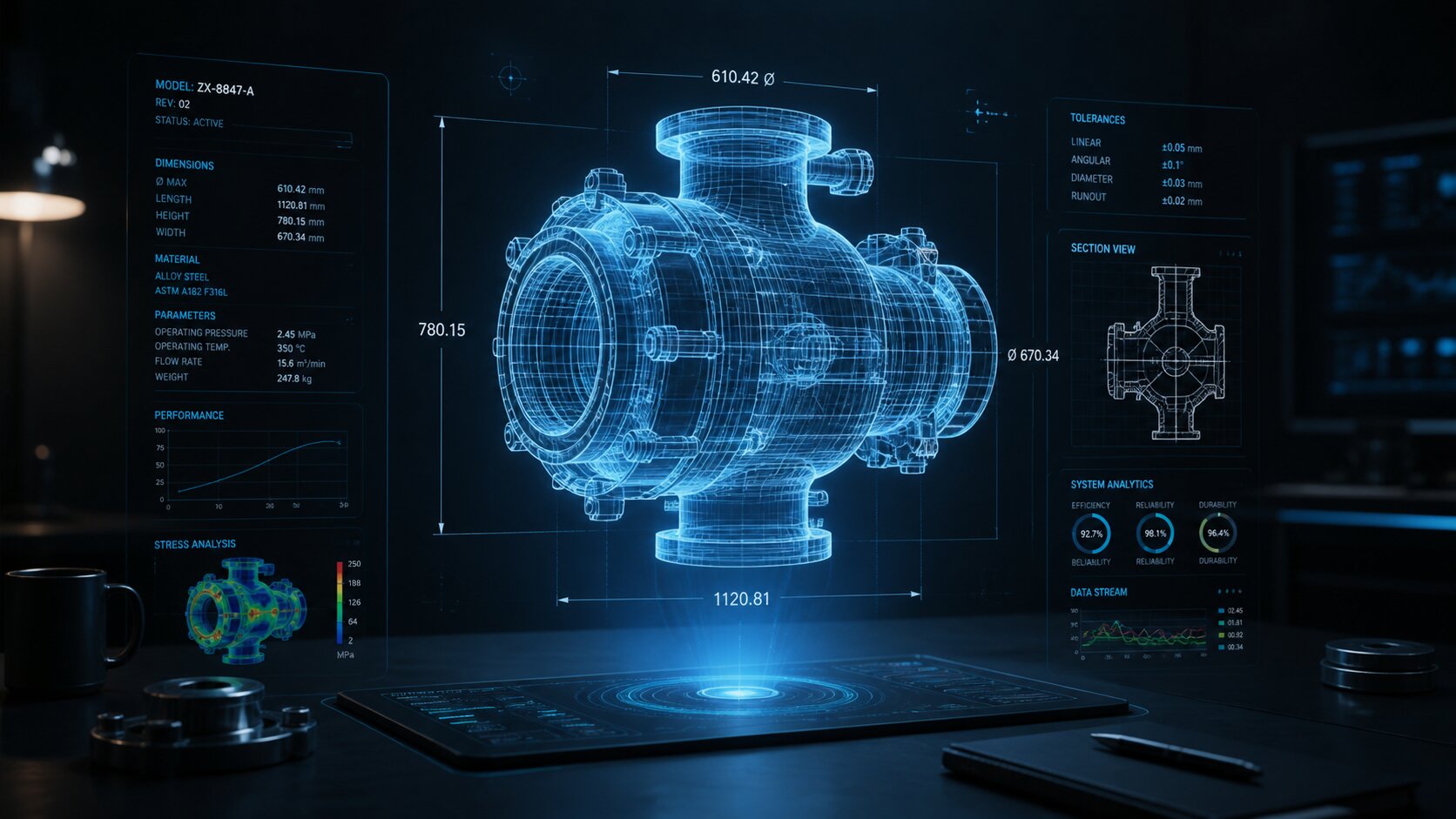 3D wireframe engineering model